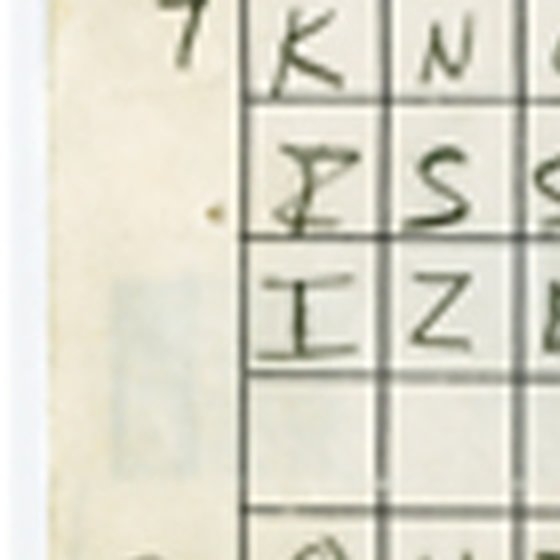 Enlarged left margin beside row 7 of the chart: the row number 7, the first cells of the three lines K, I and I, and to their left a faint pale blue-grey rectangle about one cell wide and a cell and a half tall.